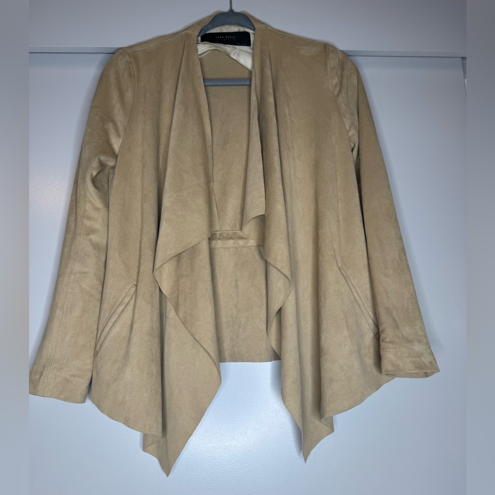 Zara Tan Blazer Structured Suit Jacket